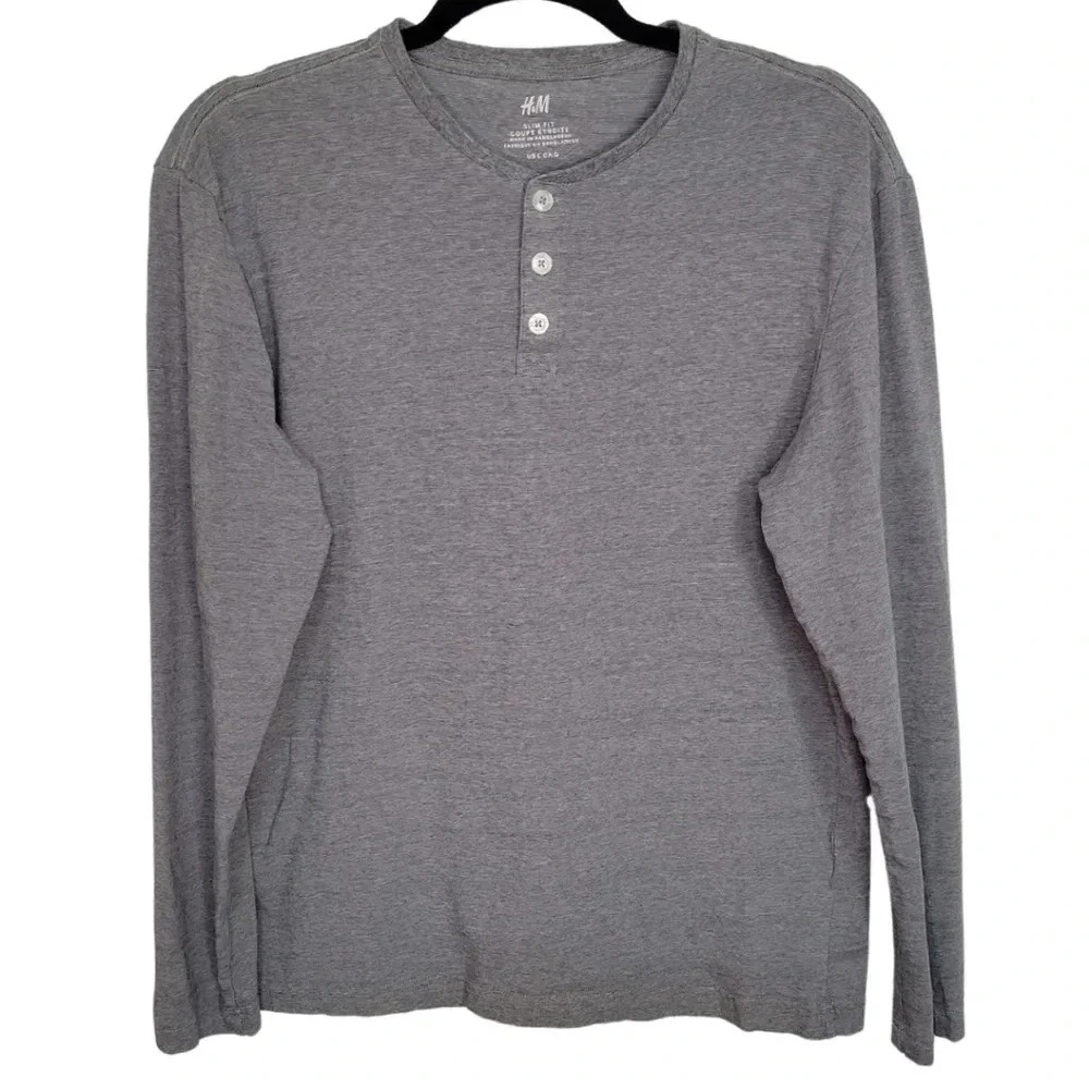 H&M Gray Long Sleeve Men's Size Large Casual Shirt